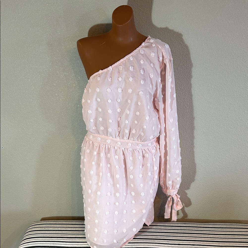 Chic One-Shoulder Pink Dress